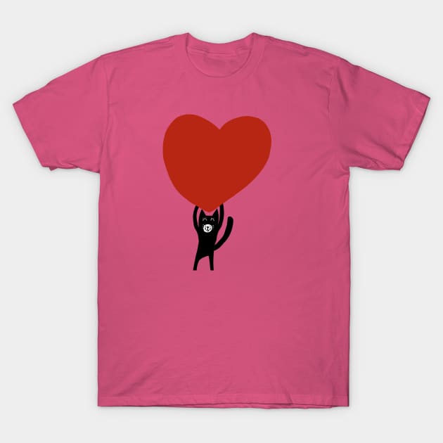 Valentine cat T-Shirt by Suzy Shackleton felt artist & illustrator